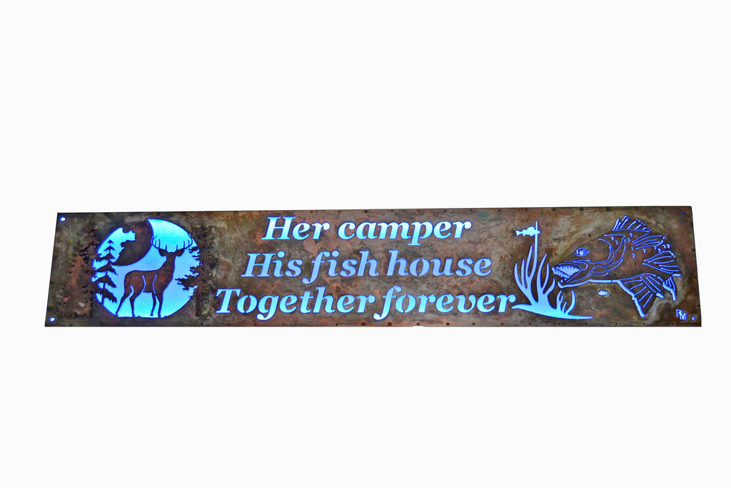 Custom Sign - 3D Framed Lighted - Deer & Walleye