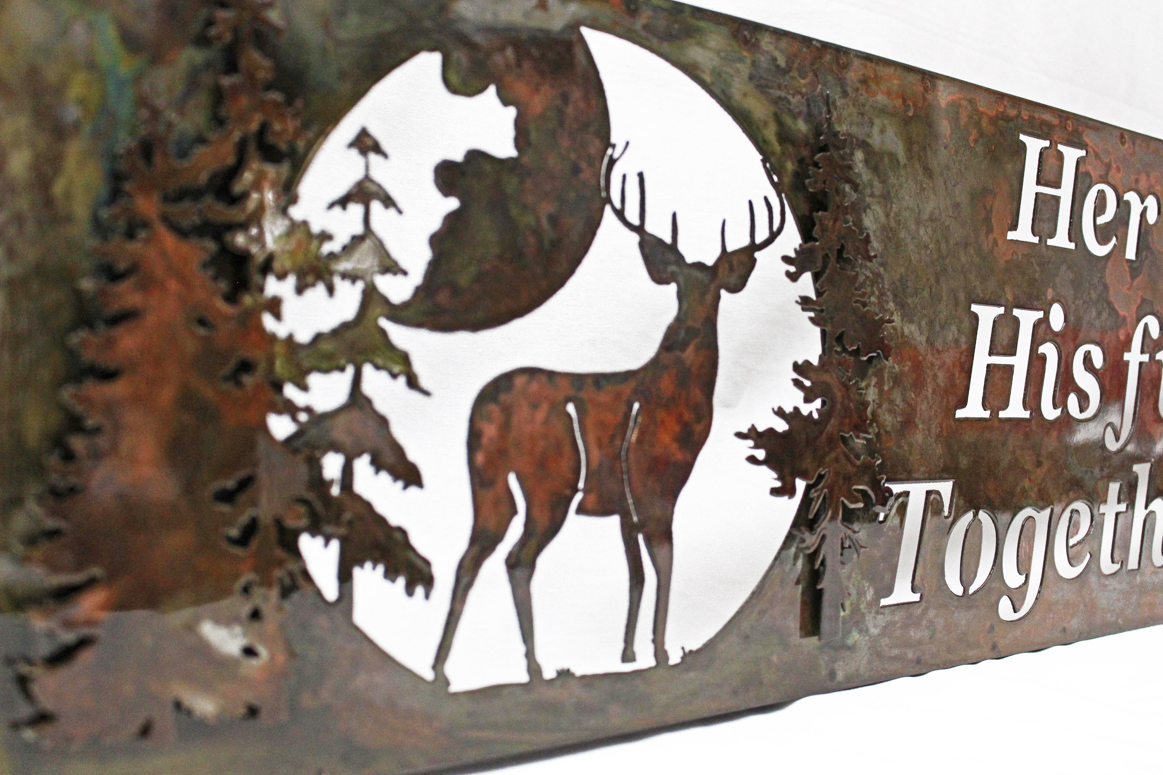 Custom Sign - 3D Framed Lighted - Deer & Walleye