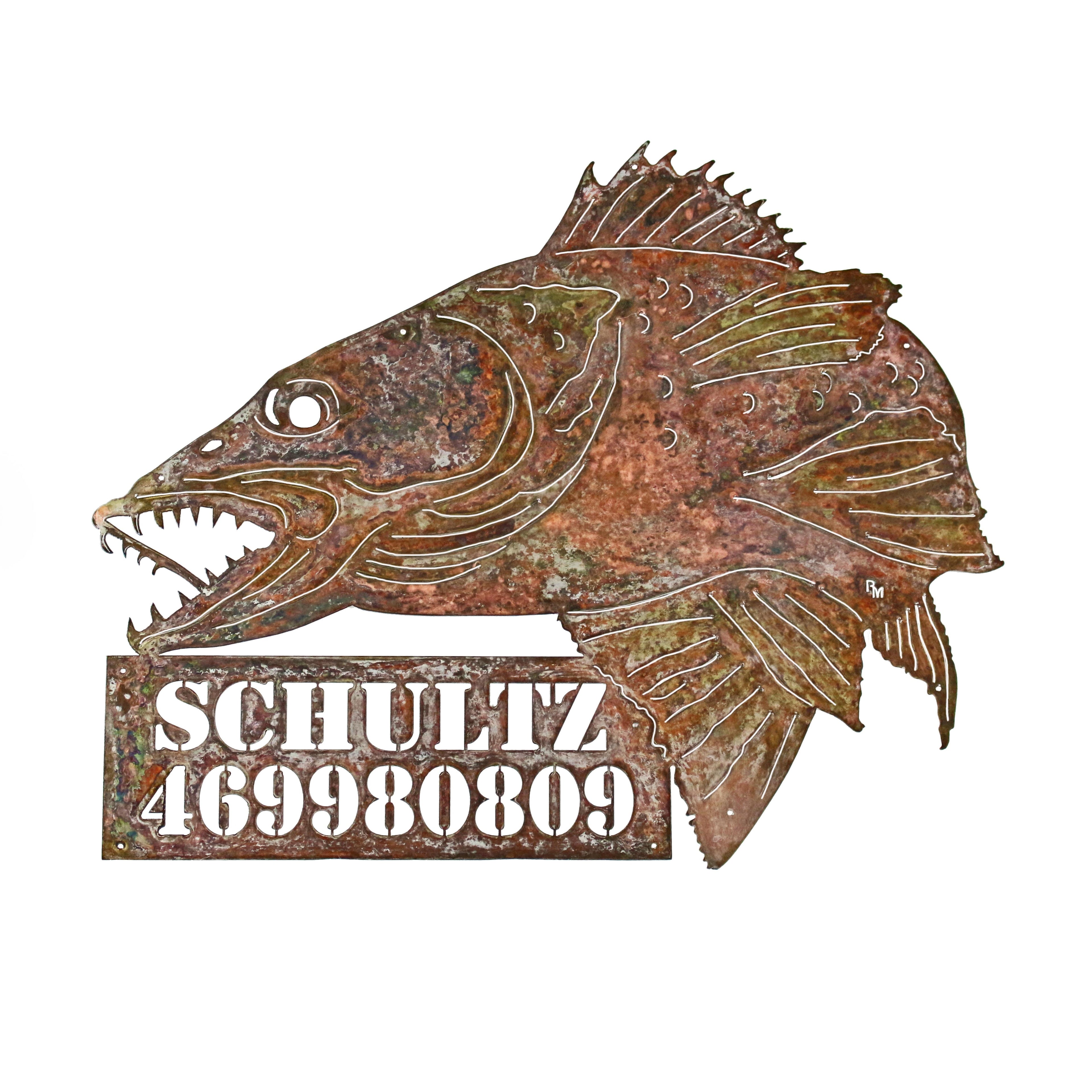 Custom Fish Sign w/ Name & #'s