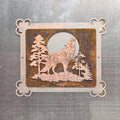 Timber Moon Layered Wolf Metal Wall Art