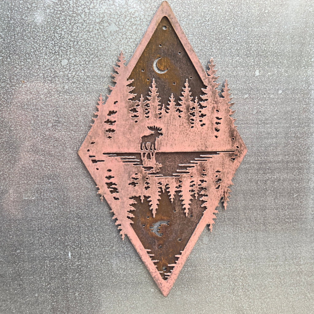 Northwoods Reflection Copper Patina Metal Wall Art