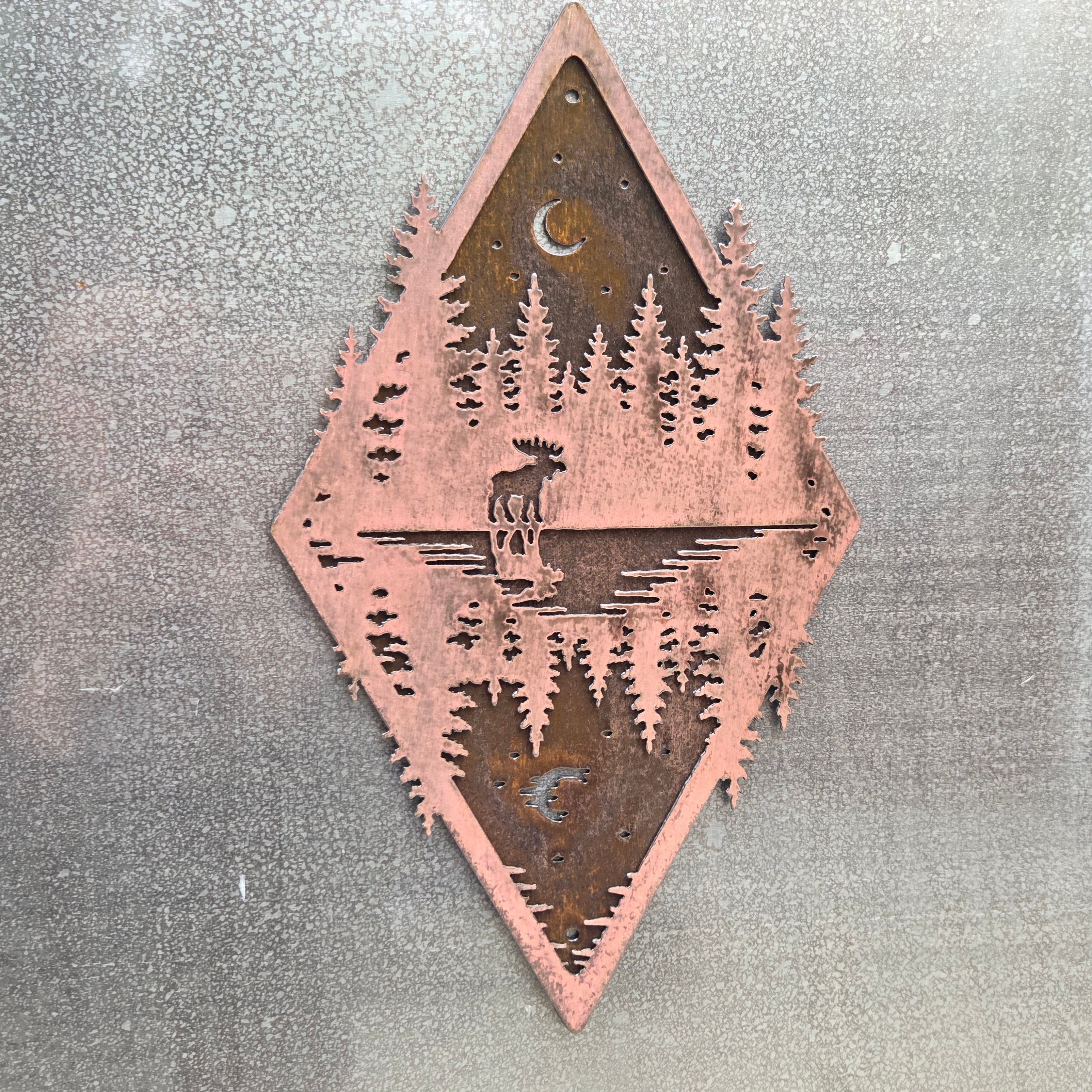 Northwoods Reflection Copper Patina Metal Wall Art