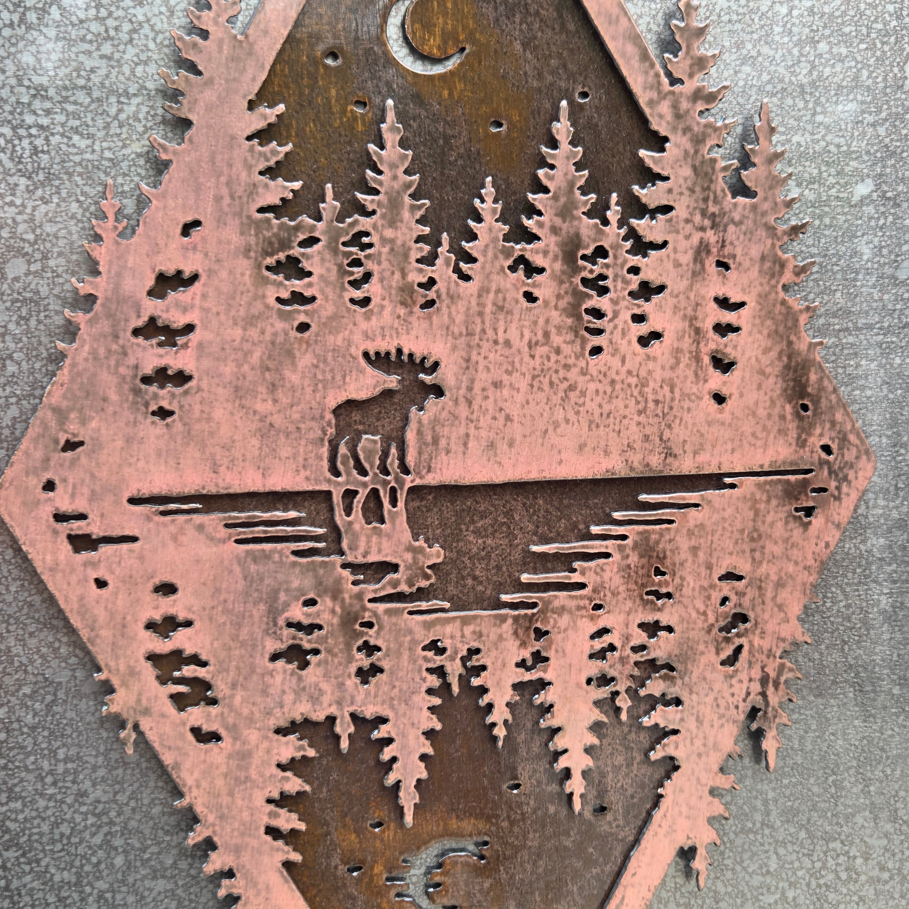 Northwoods Reflection Copper Patina Metal Wall Art