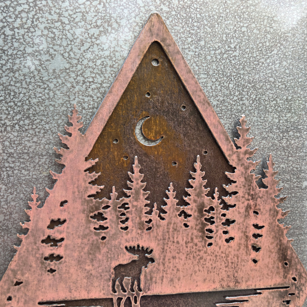 Northwoods Reflection Copper Patina Metal Wall Art