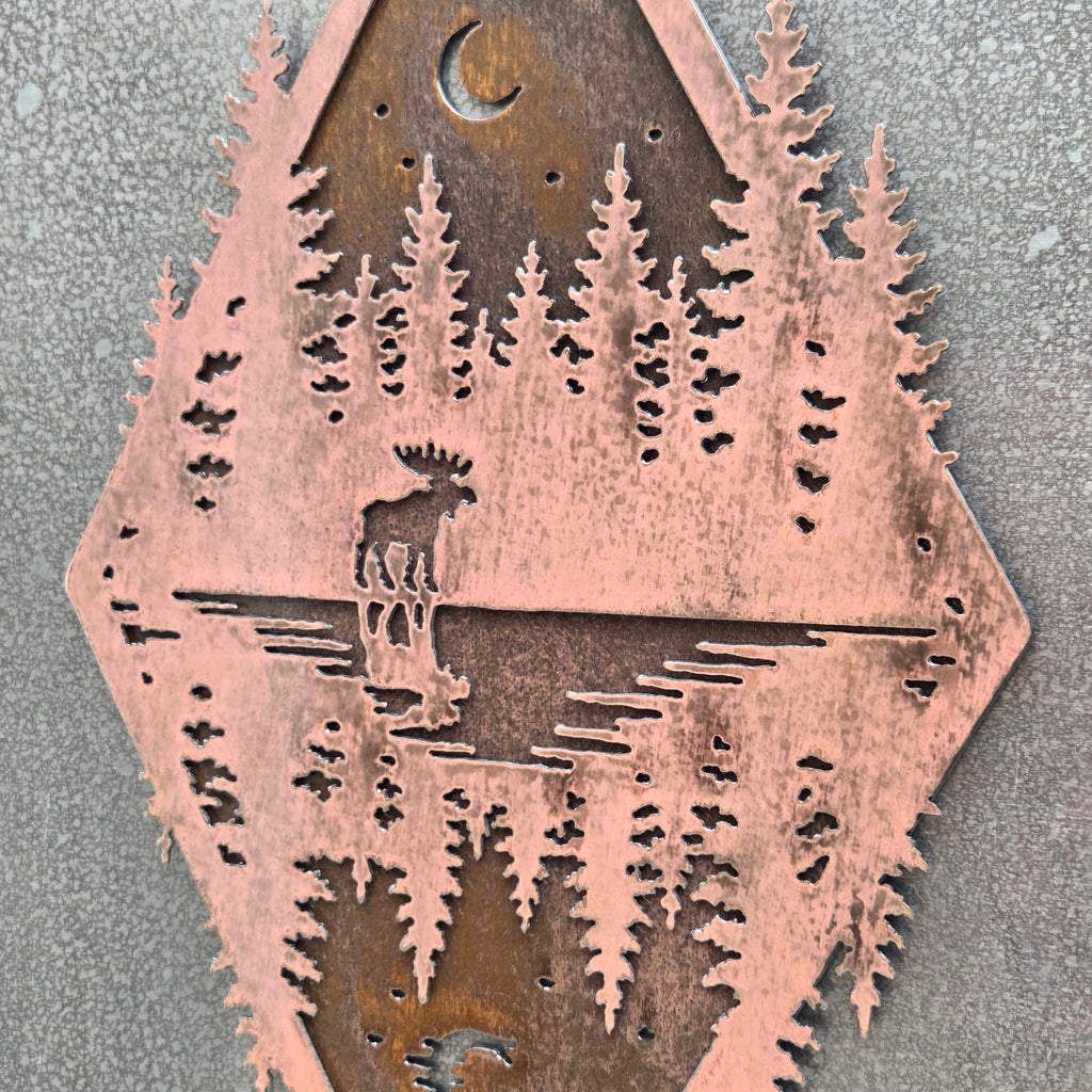 Northwoods Reflection Copper Patina Metal Wall Art