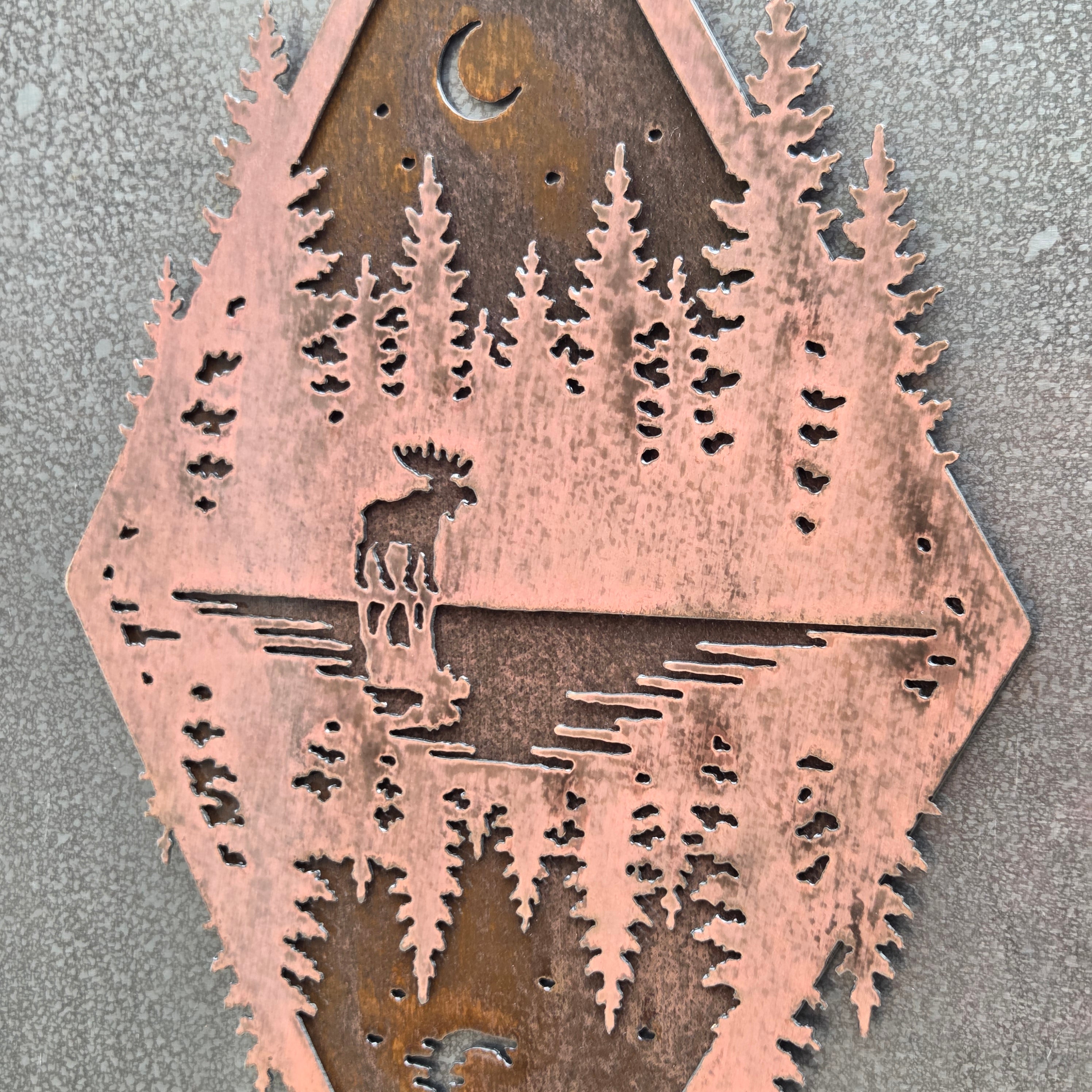 Northwoods Reflection Copper Patina Metal Wall Art