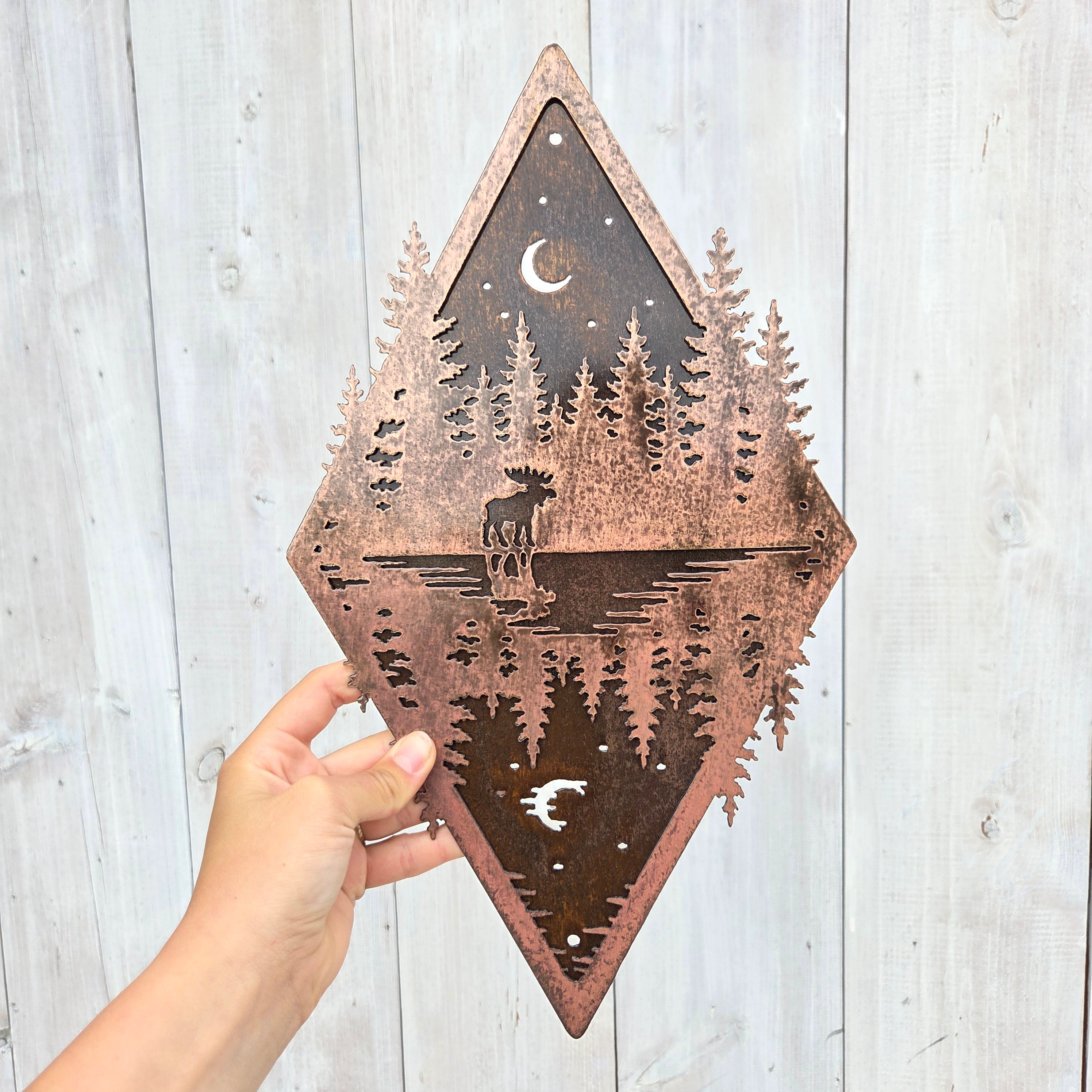 Northwoods Reflection Copper Patina Metal Wall Art