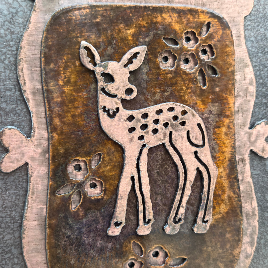 Woodland Fawn Copper Patina Metal Wall Art