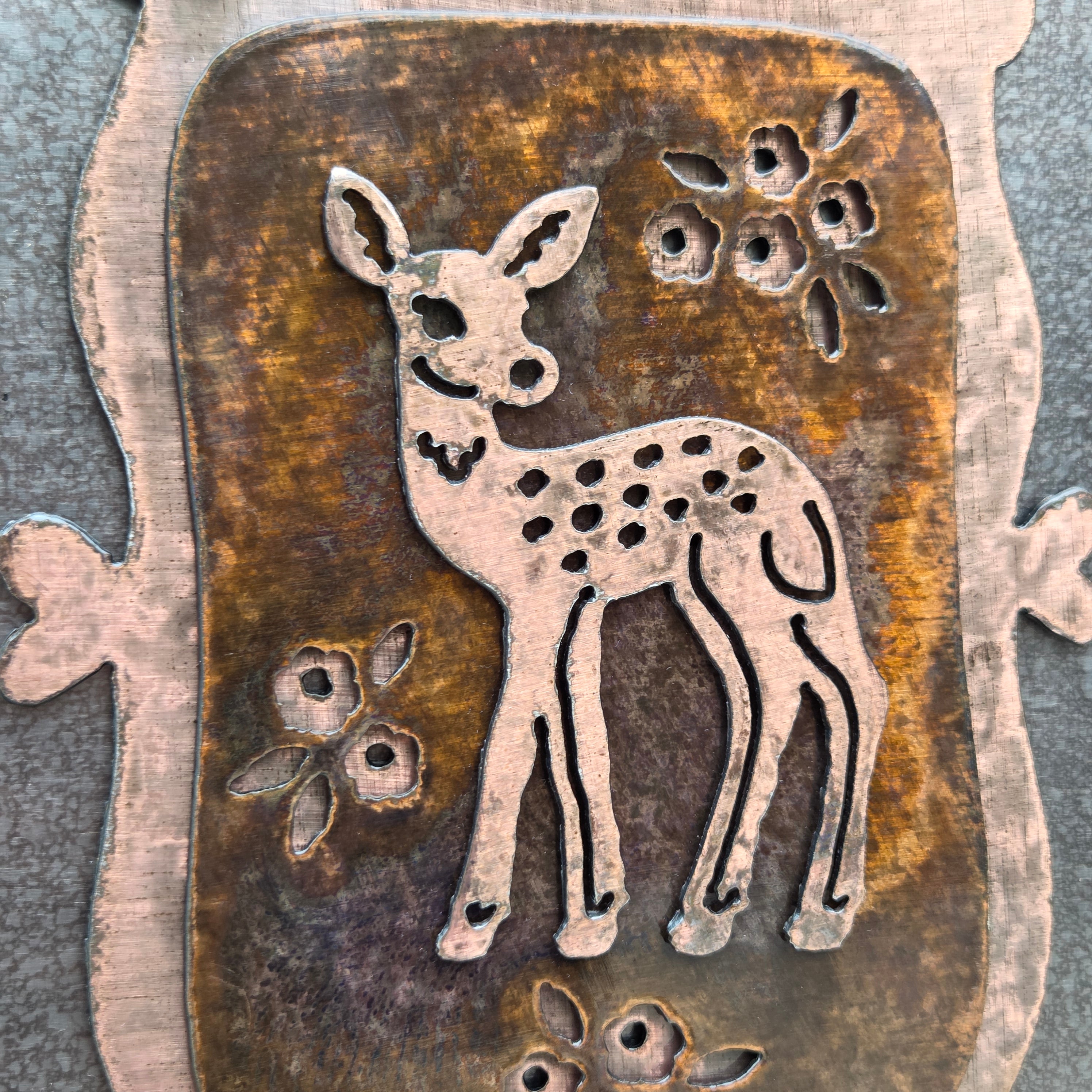 Woodland Fawn Copper Patina Metal Wall Art
