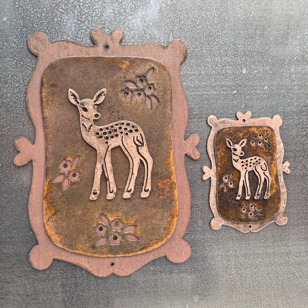 Woodland Fawn Copper Patina Metal Wall Art