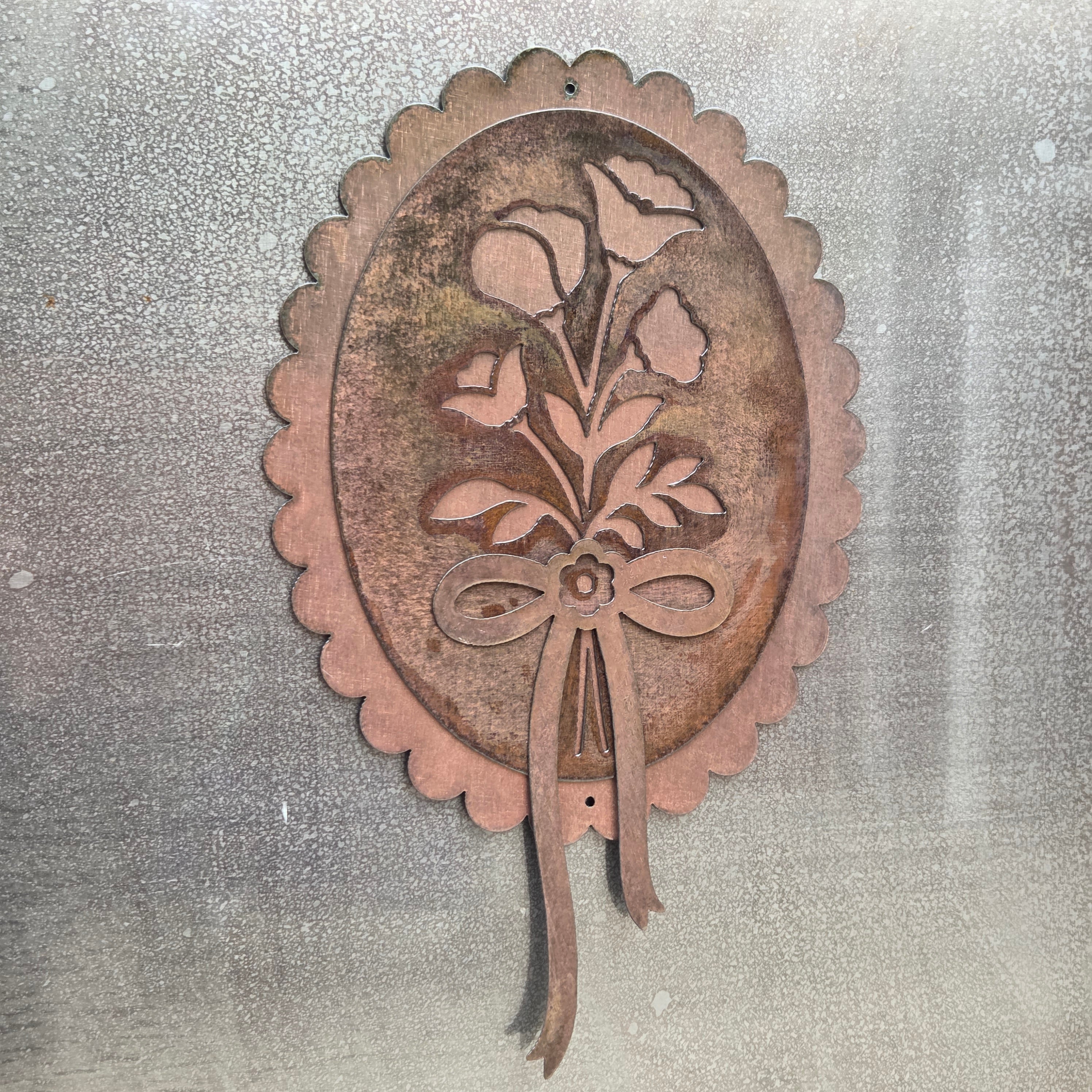 Cottage Bouquet Copper Patina Metal Wall Art