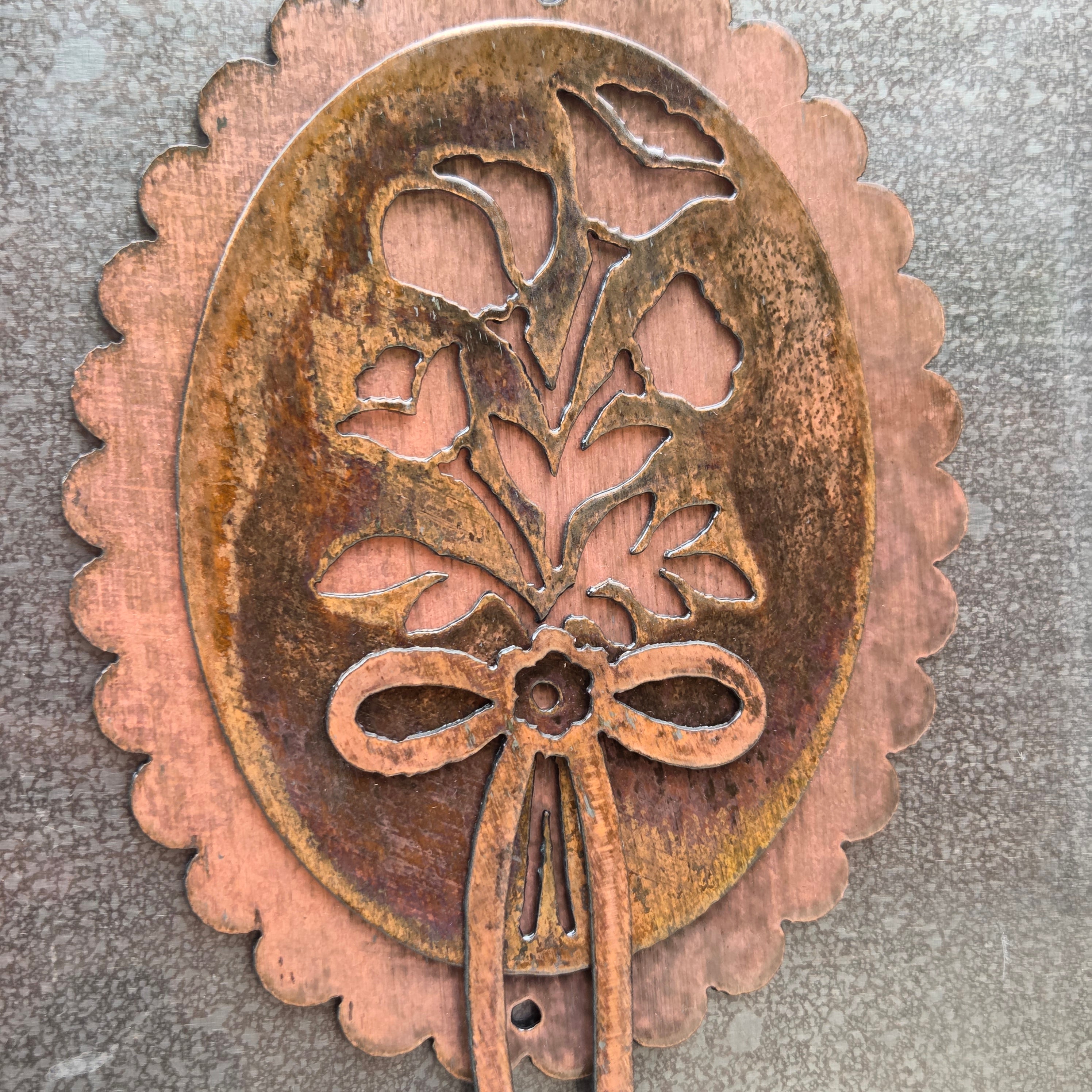 Cottage Bouquet Copper Patina Metal Wall Art