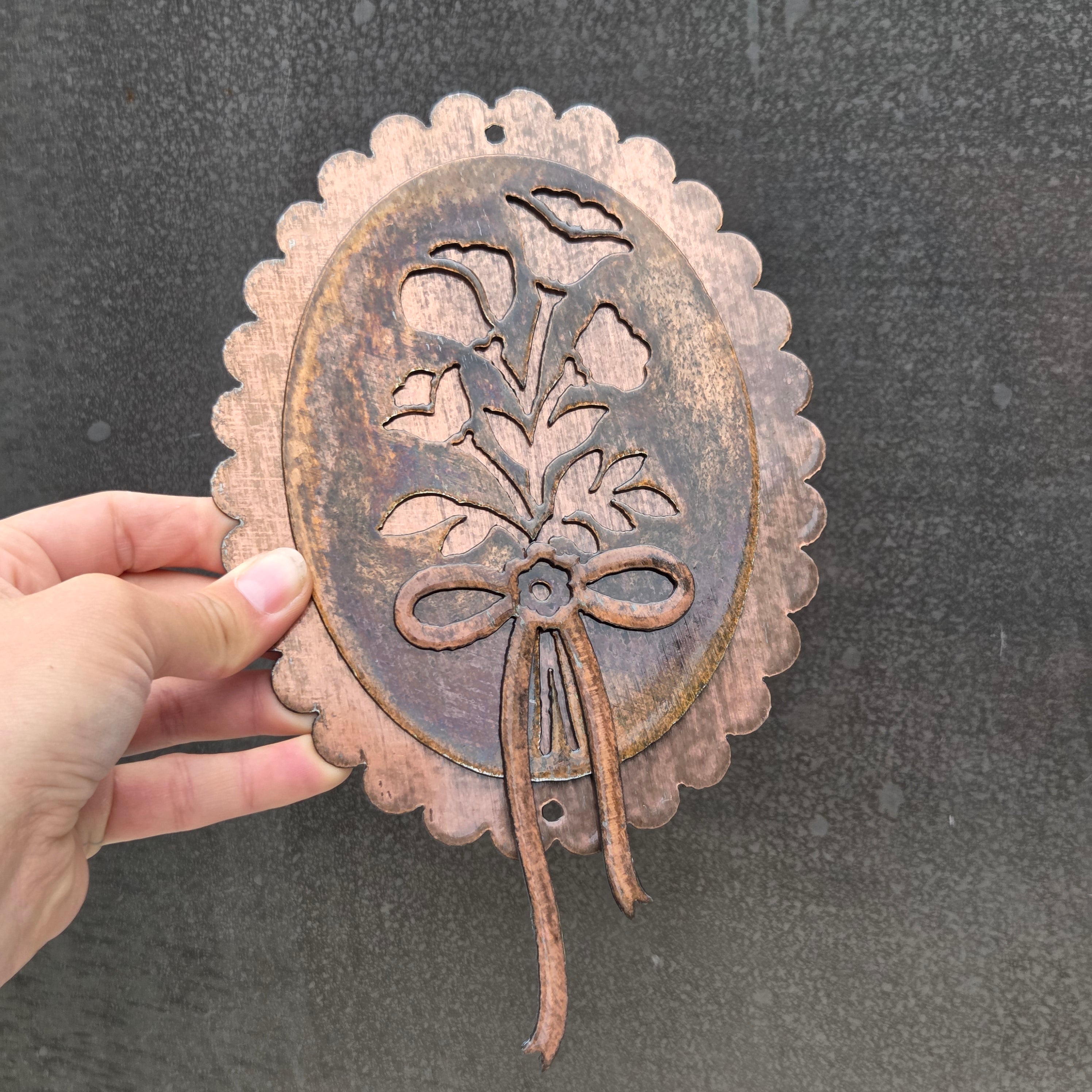 Cottage Bouquet Copper Patina Metal Wall Art