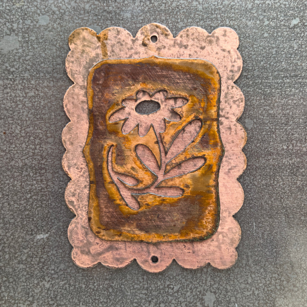 Scalloped Wildflower Copper Patina Metal Wall Art
