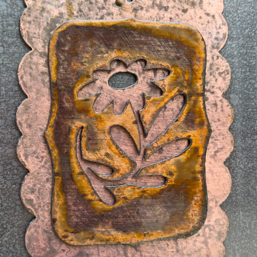 Scalloped Wildflower Copper Patina Metal Wall Art