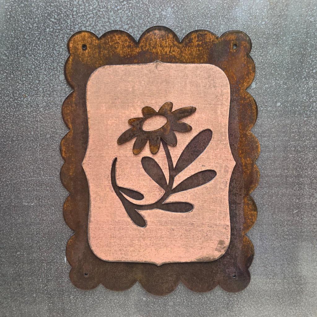 Scalloped Wildflower Copper Patina Metal Wall Art