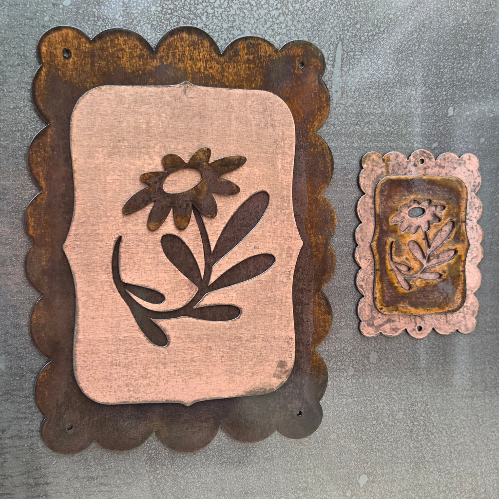 Scalloped Wildflower Copper Patina Metal Wall Art