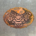 Floral Bee Copper Patina Metal Wall Art