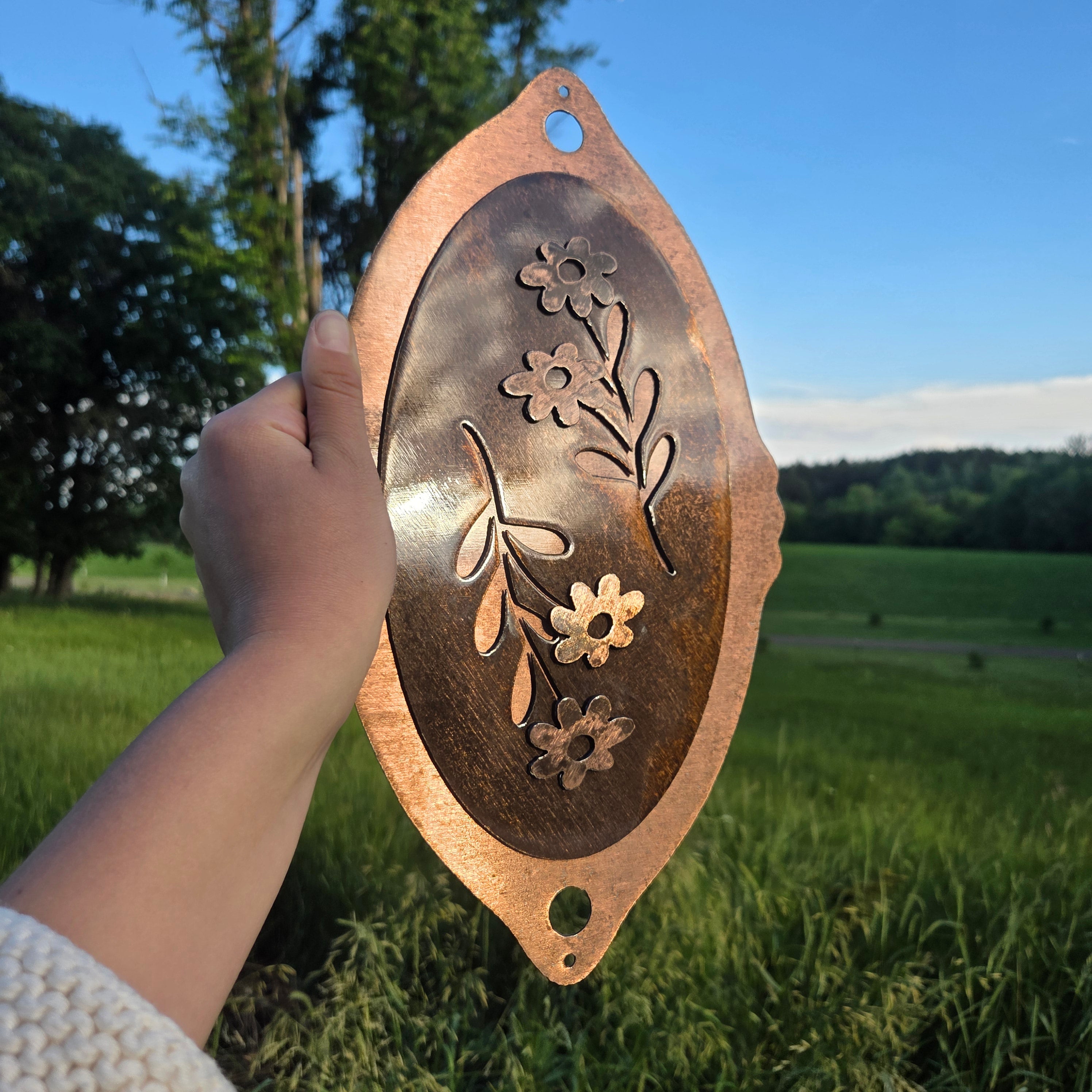 Wildflower Meadow Copper Patina Metal Wall Art