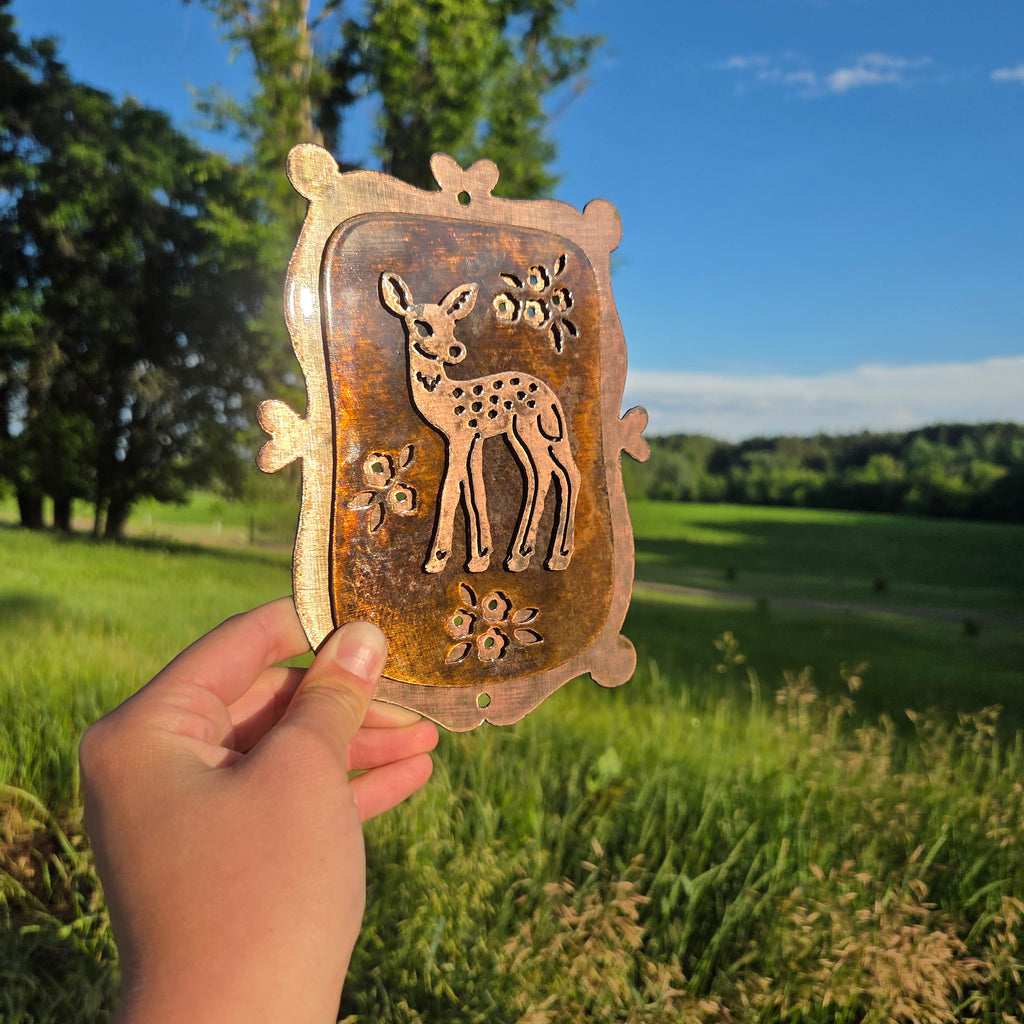 Woodland Fawn Copper Patina Metal Wall Art