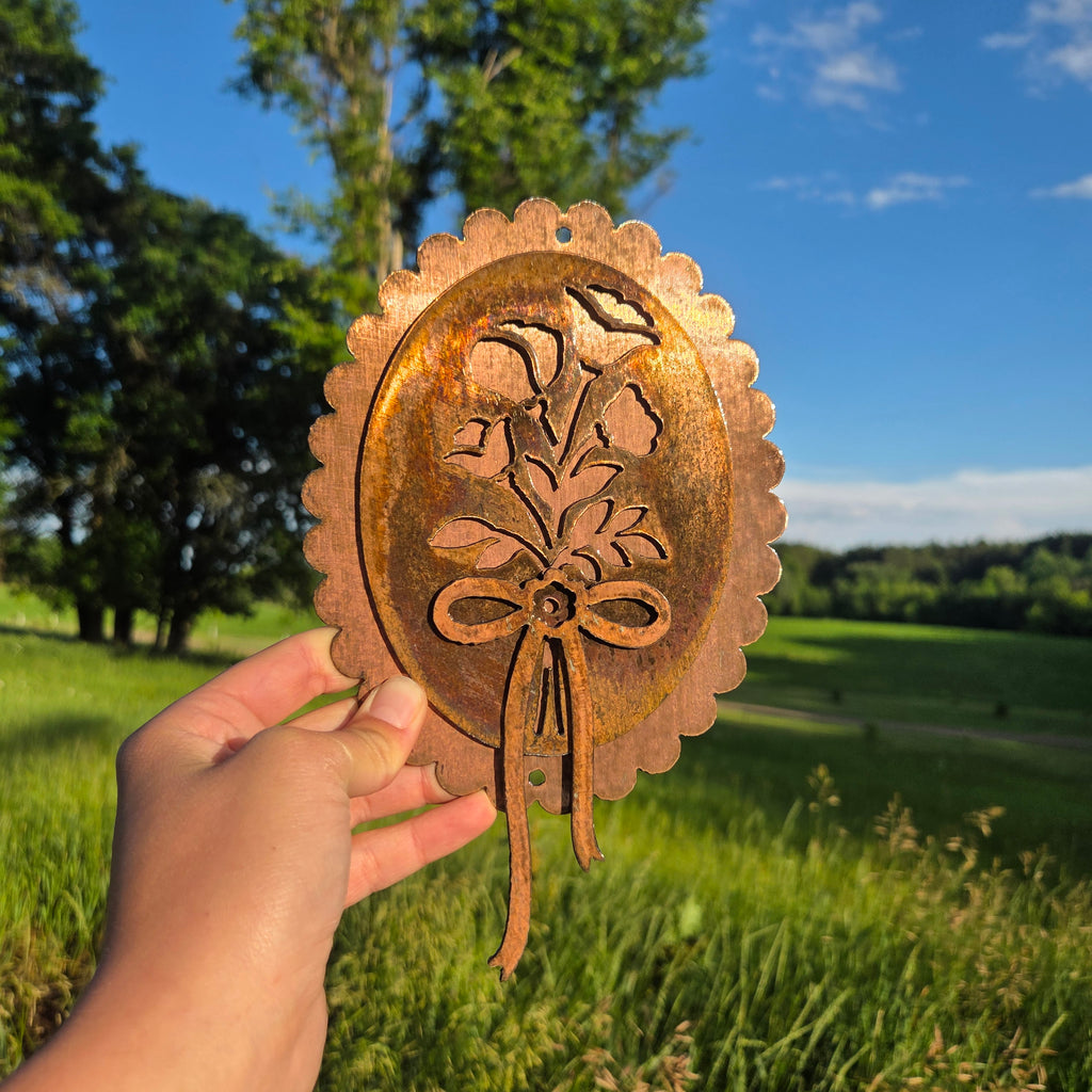 Cottage Bouquet Copper Patina Metal Wall Art