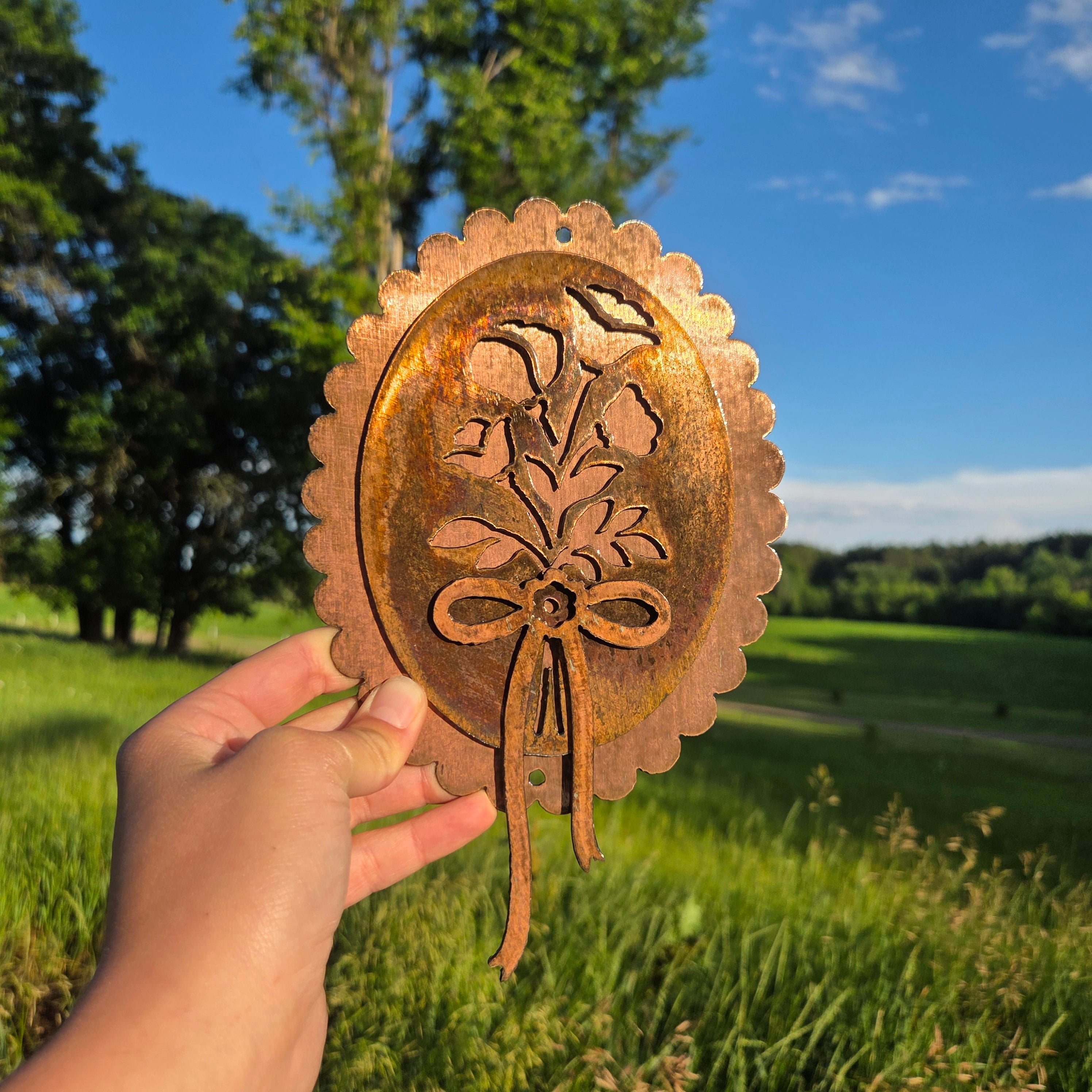 Cottage Bouquet Copper Patina Metal Wall Art