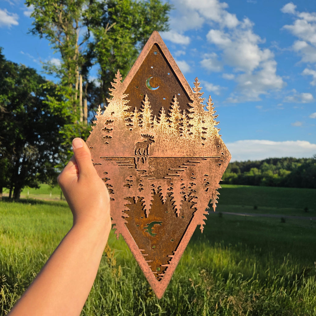 Northwoods Reflection Copper Patina Metal Wall Art