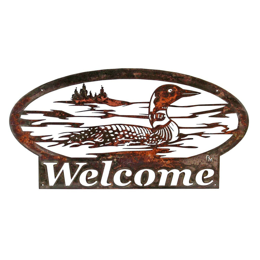 Metal Loon Welcome Sign for Cabin Decor Loon Wall Art for Lake House and Loon Lovers