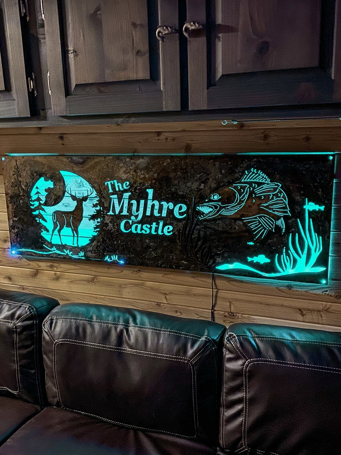 Lighted Fish House Sign – Rustic Metalz