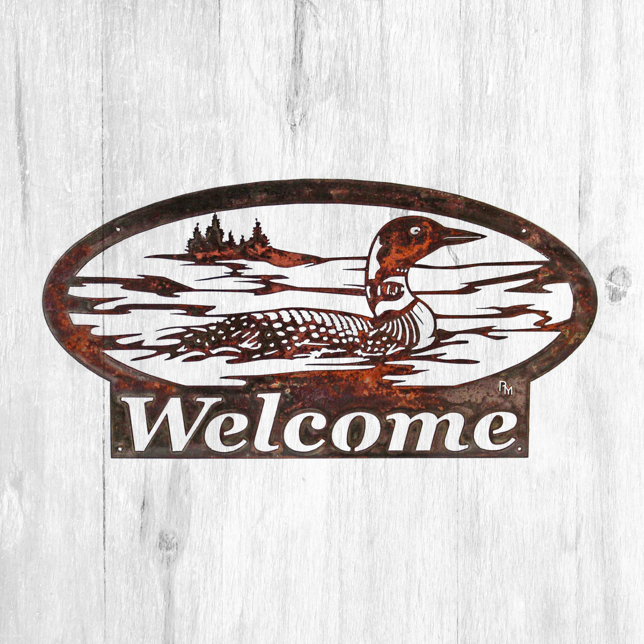 Metal Loon Welcome Sign for Cabin Decor Loon Wall Art for Lake House and Loon Lovers