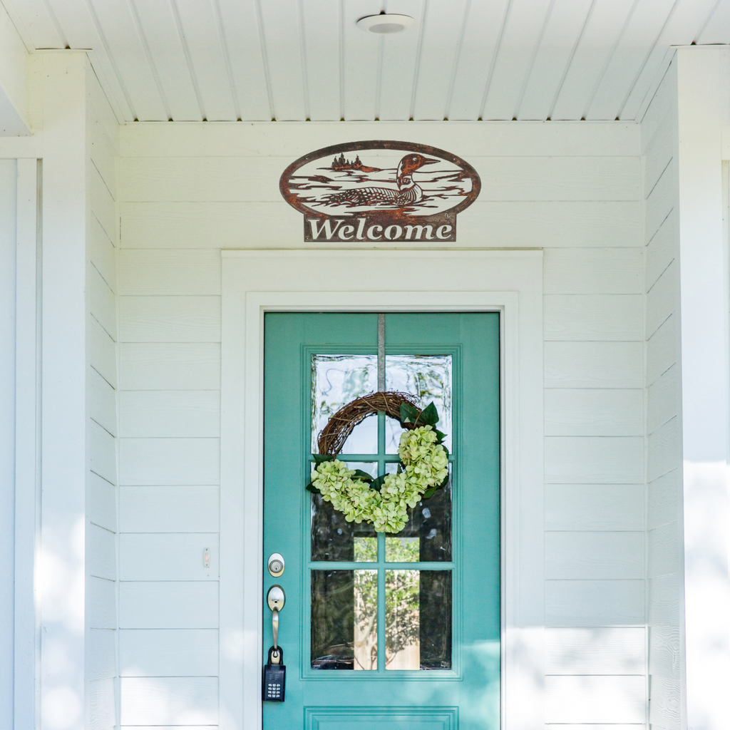 Metal Loon Welcome Sign for Cabin Decor Loon Wall Art for Lake House and Loon Lovers
