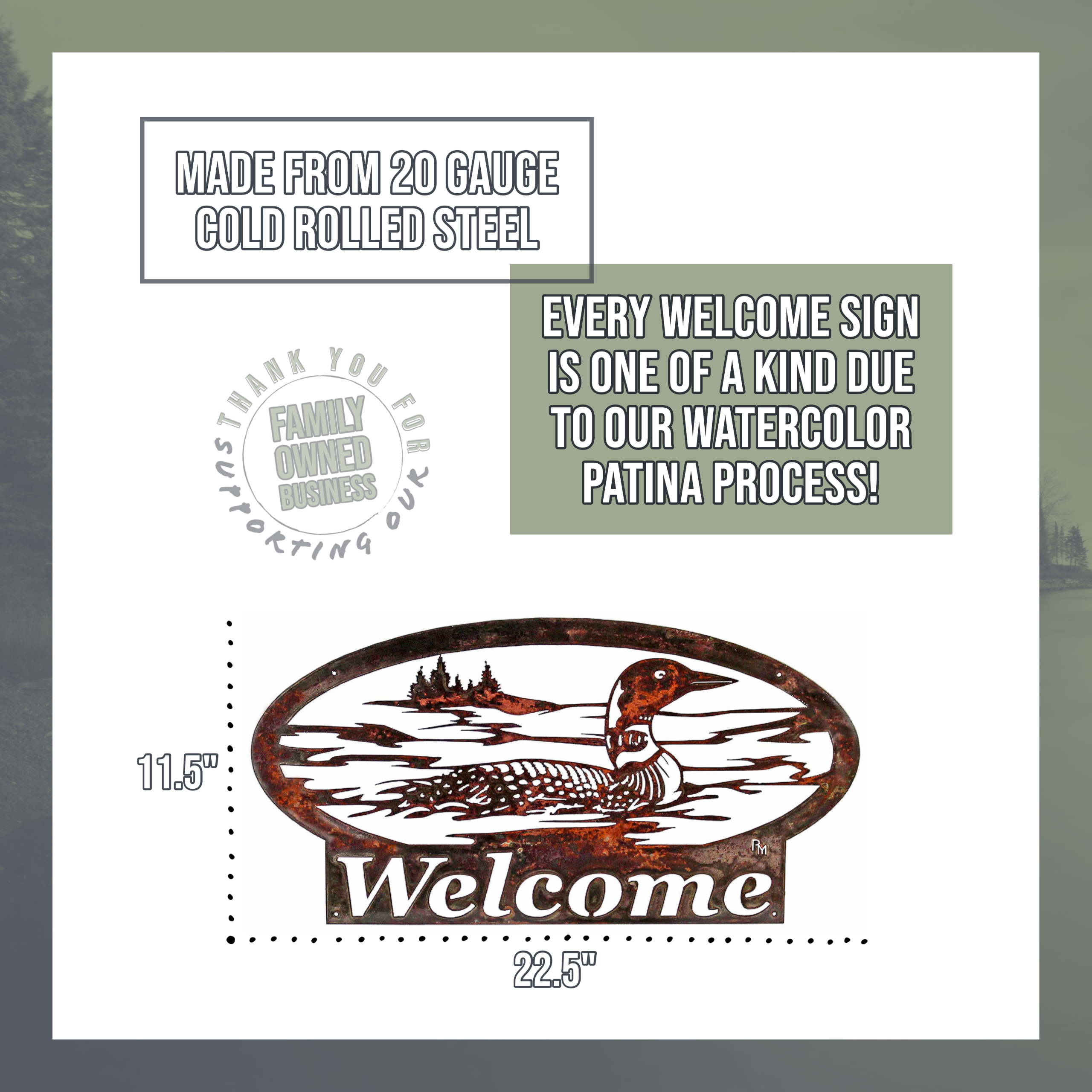 Metal Loon Welcome Sign for Cabin Decor Loon Wall Art for Lake House and Loon Lovers