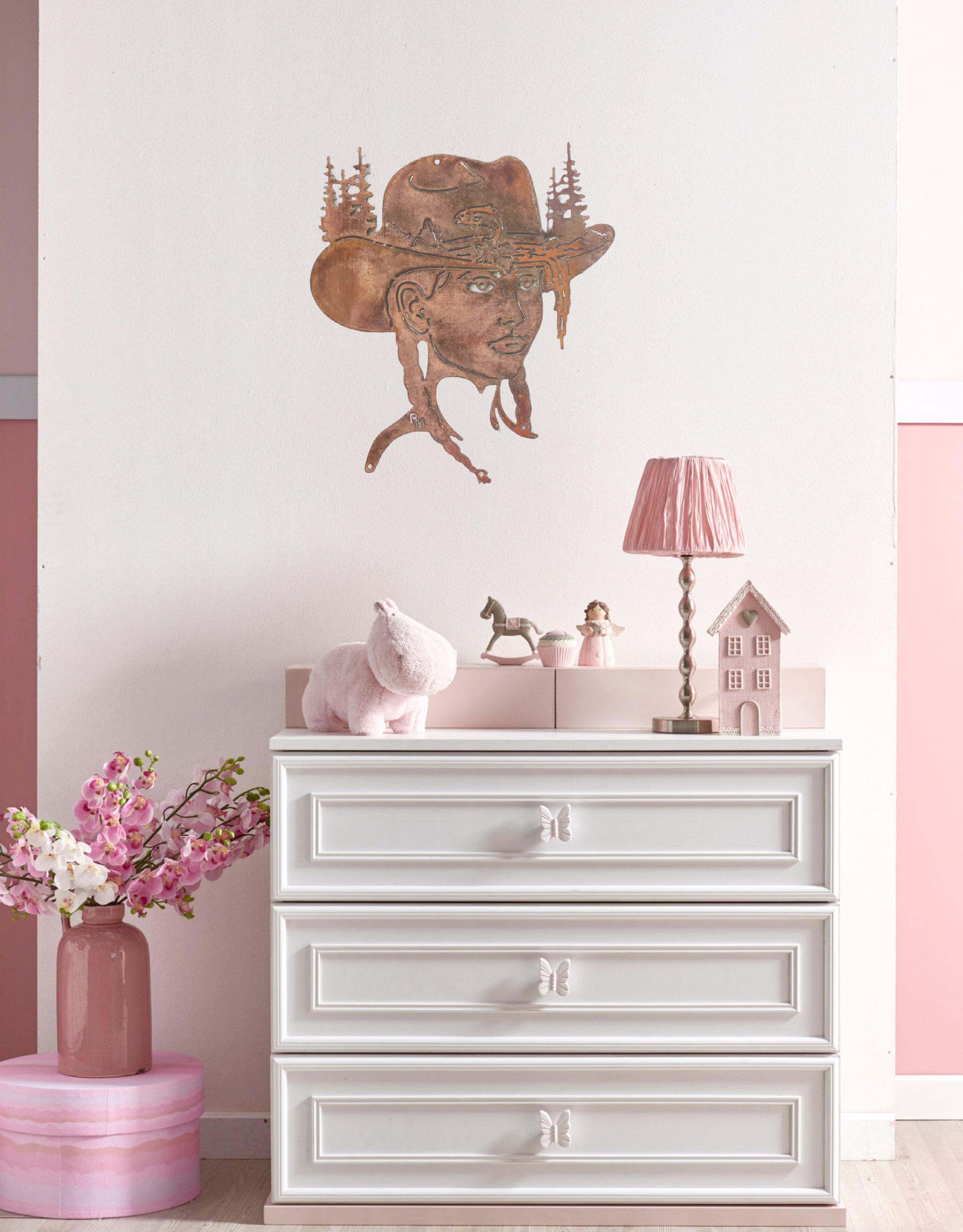 Girly Cowboy Hat w/ Fish & Nature Scene - Super Sale