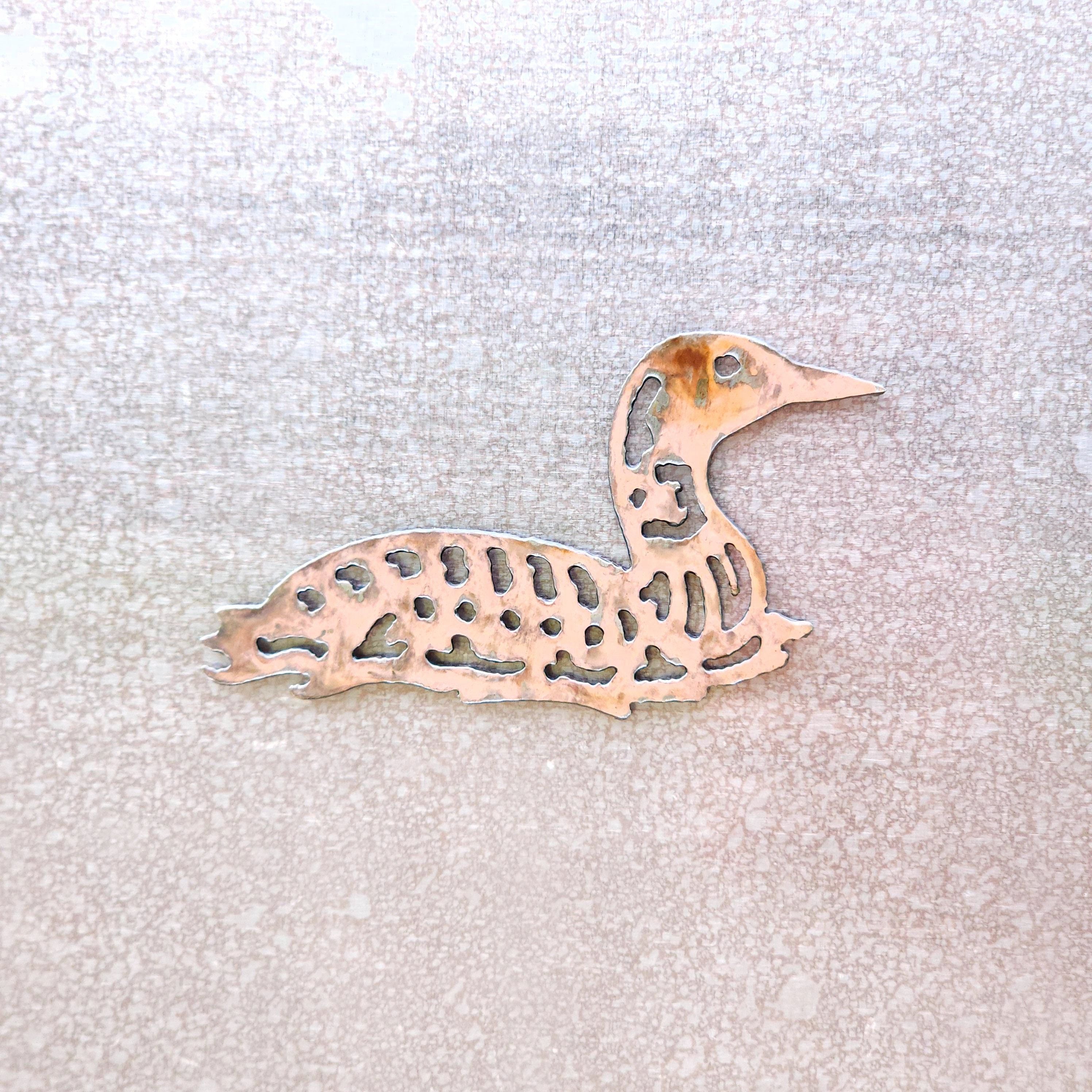 Copper Patina Loon Magnet for Cabin Decor Loon Art for Kitchen and Loon Lovers