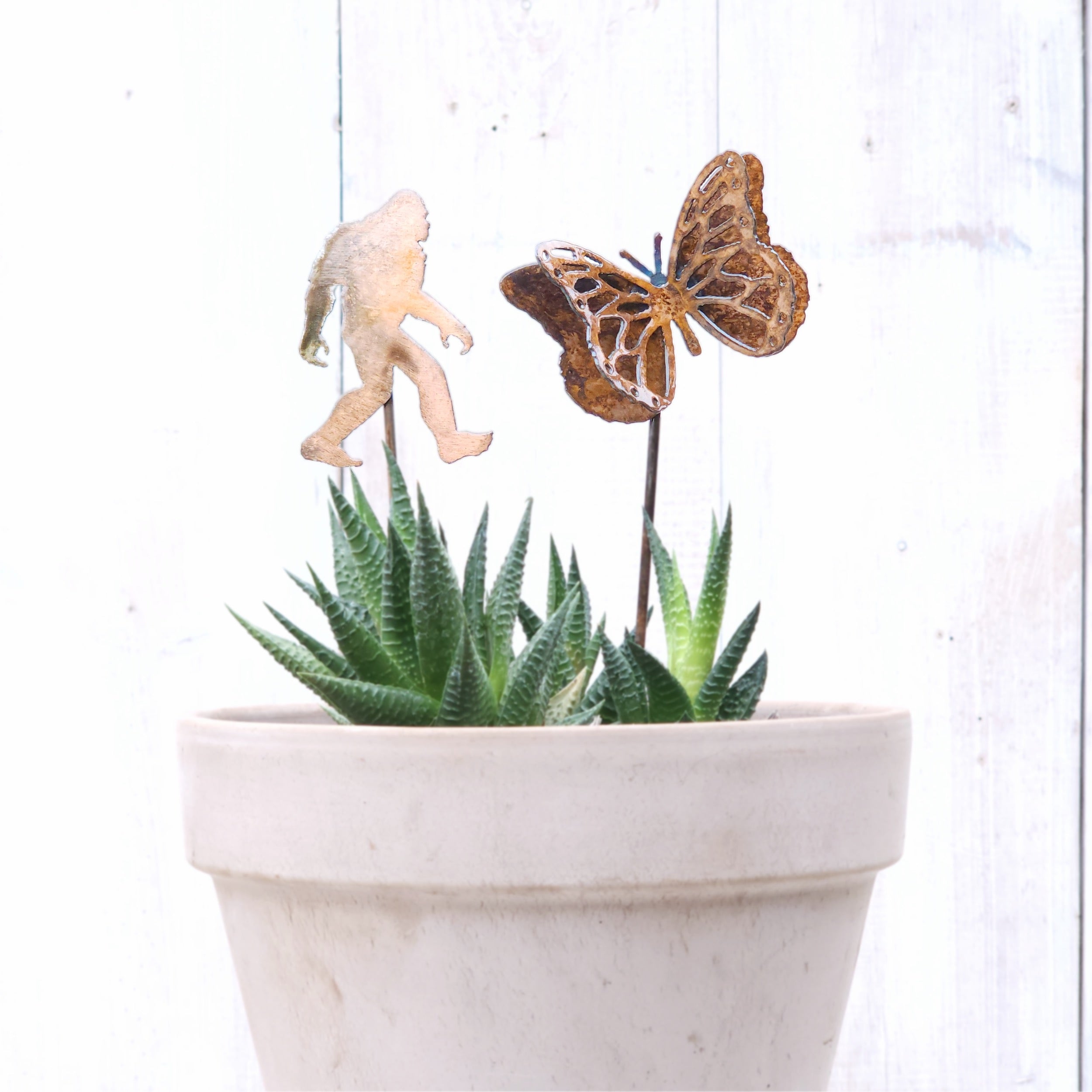 Small Yeti & Monarch Butterfly Stake Set