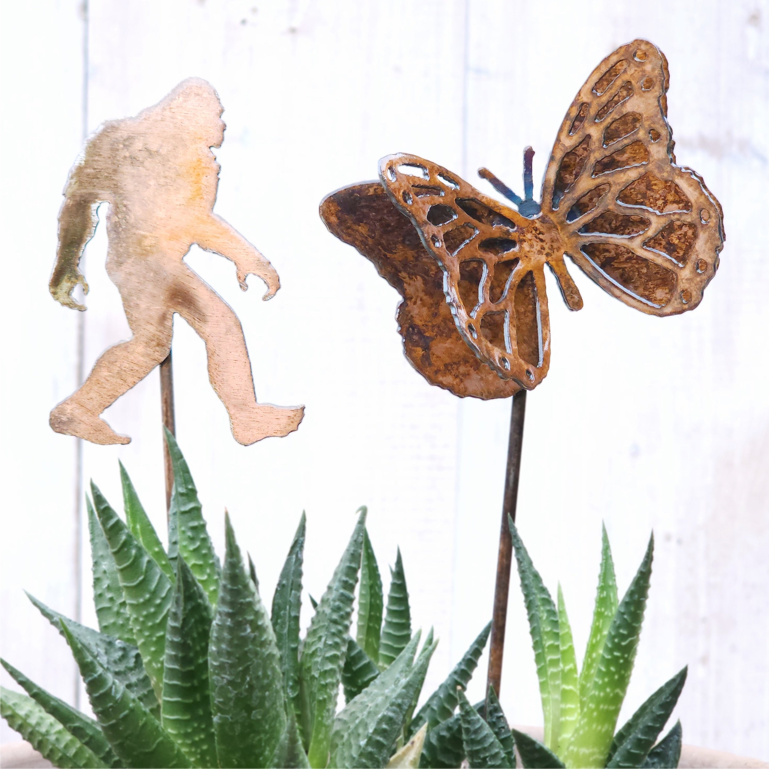 Small Yeti & Monarch Butterfly Stake Set