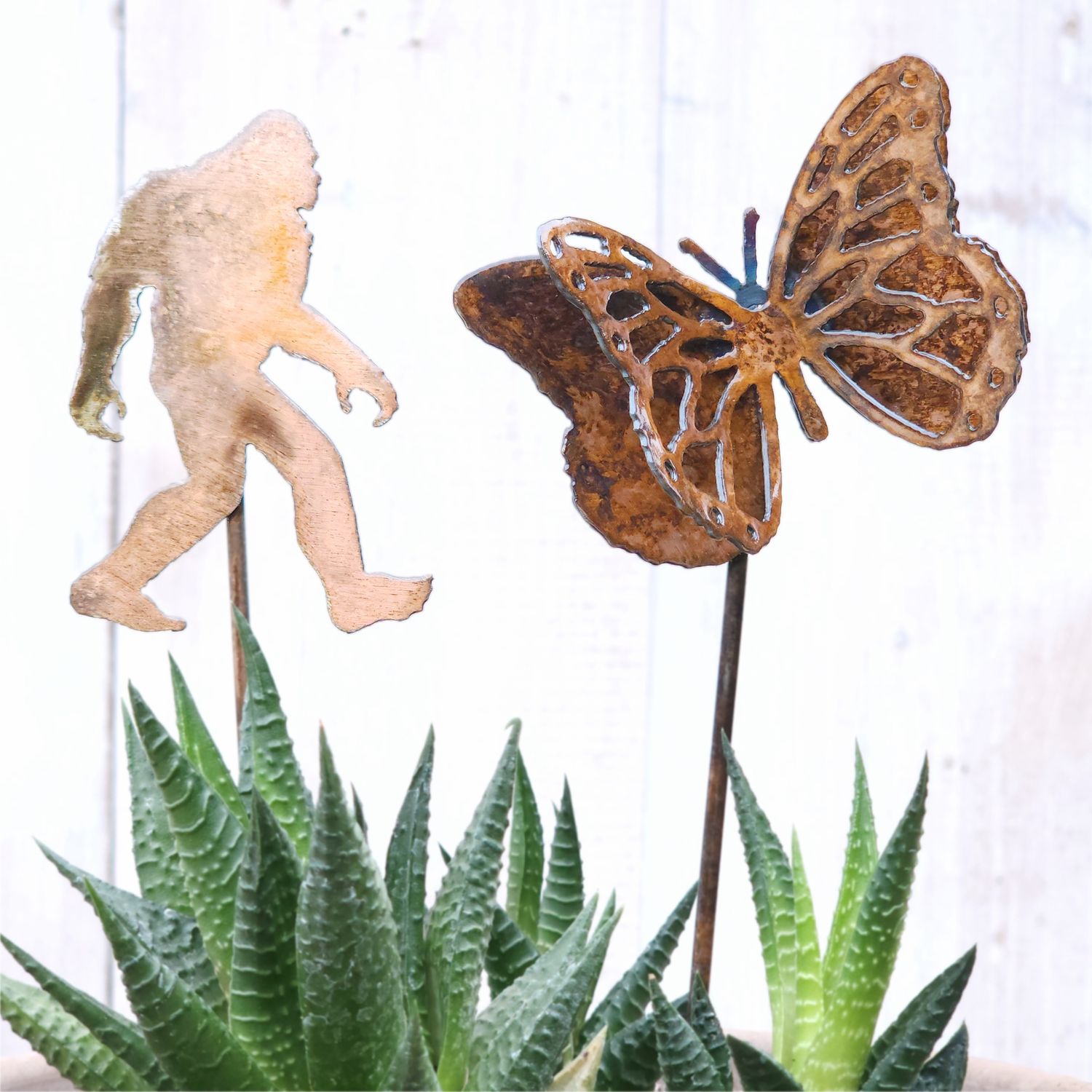 Small Yeti & Monarch Butterfly Stake Set