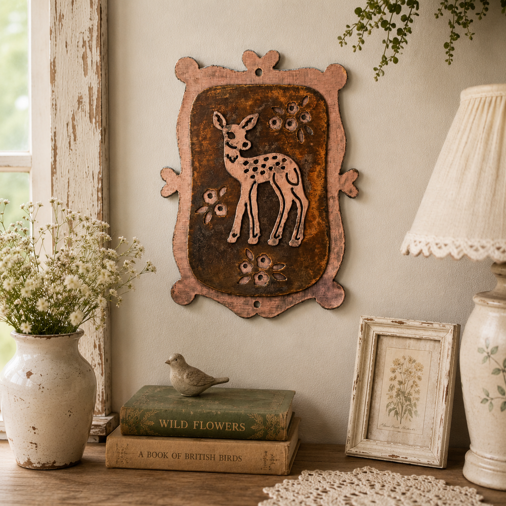 Woodland Fawn Copper Patina Metal Wall Art