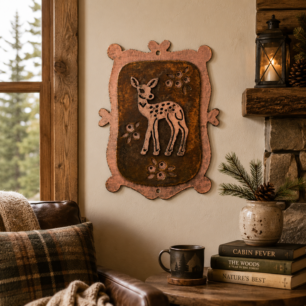 Woodland Fawn Copper Patina Metal Wall Art