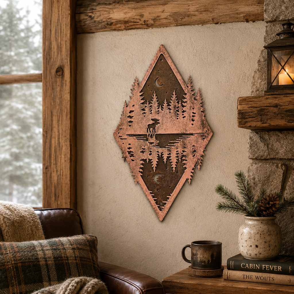 Northwoods Reflection Copper Patina Metal Wall Art