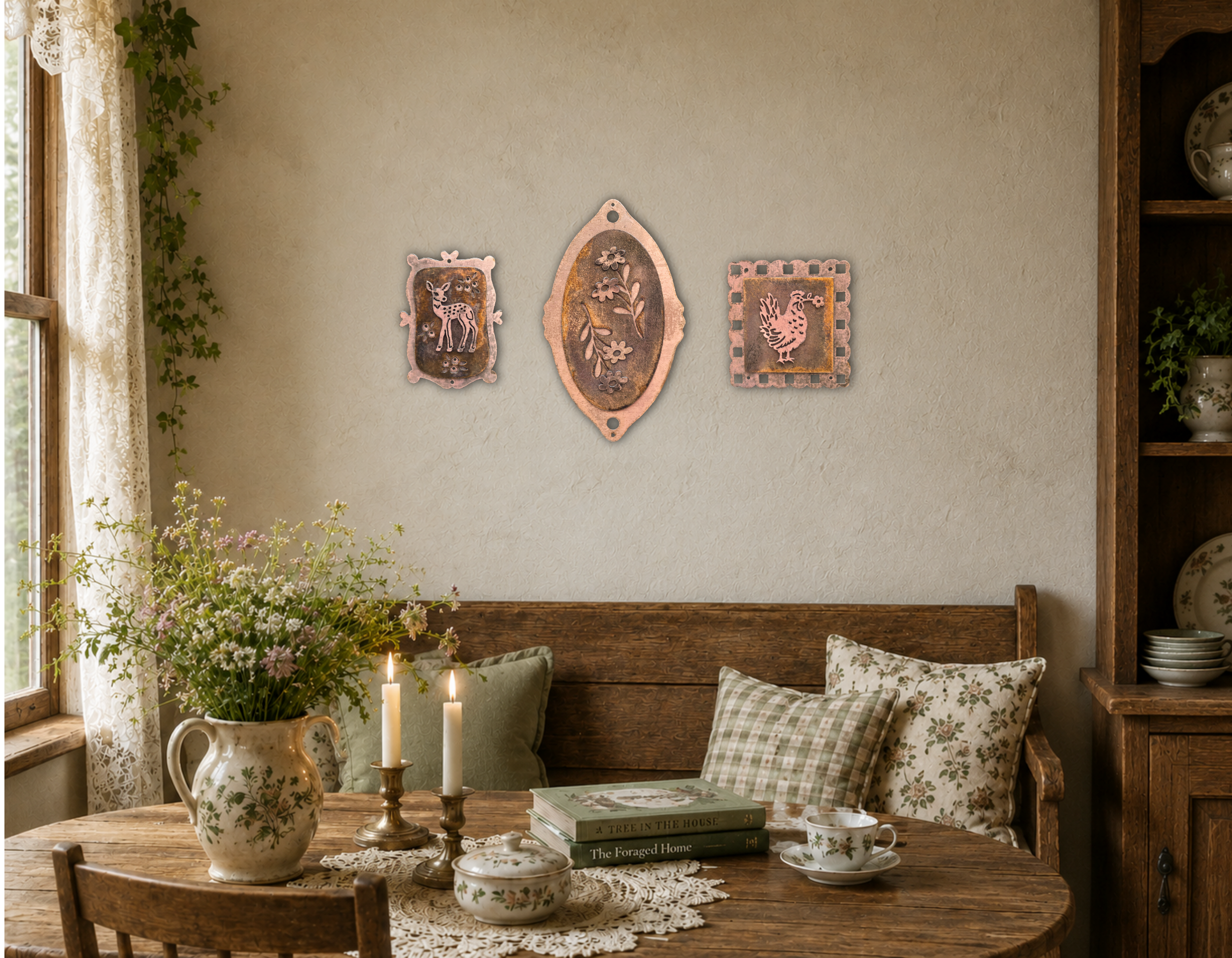Wildflower Meadow Copper Patina Metal Wall Art