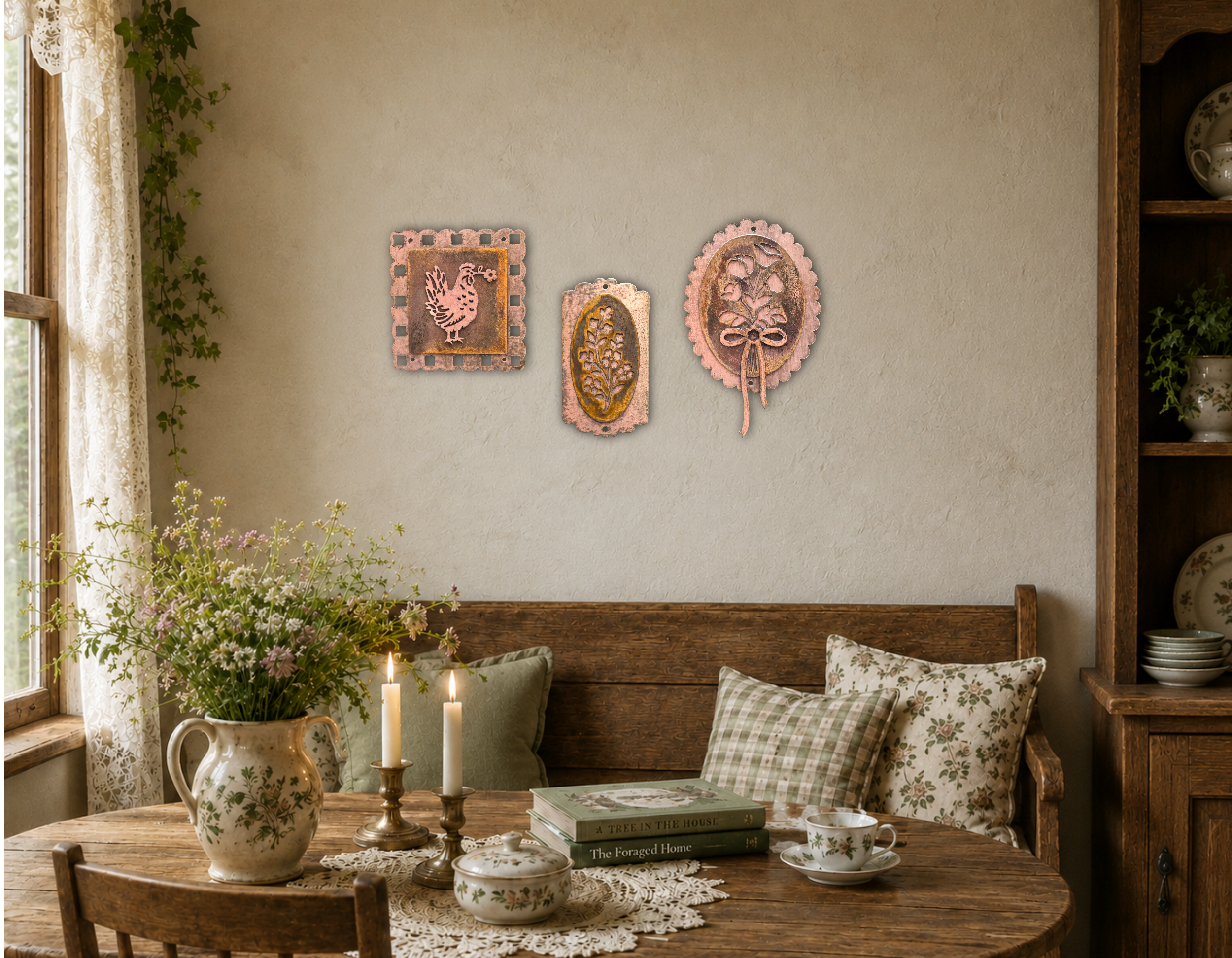 Cottage Bouquet Copper Patina Metal Wall Art
