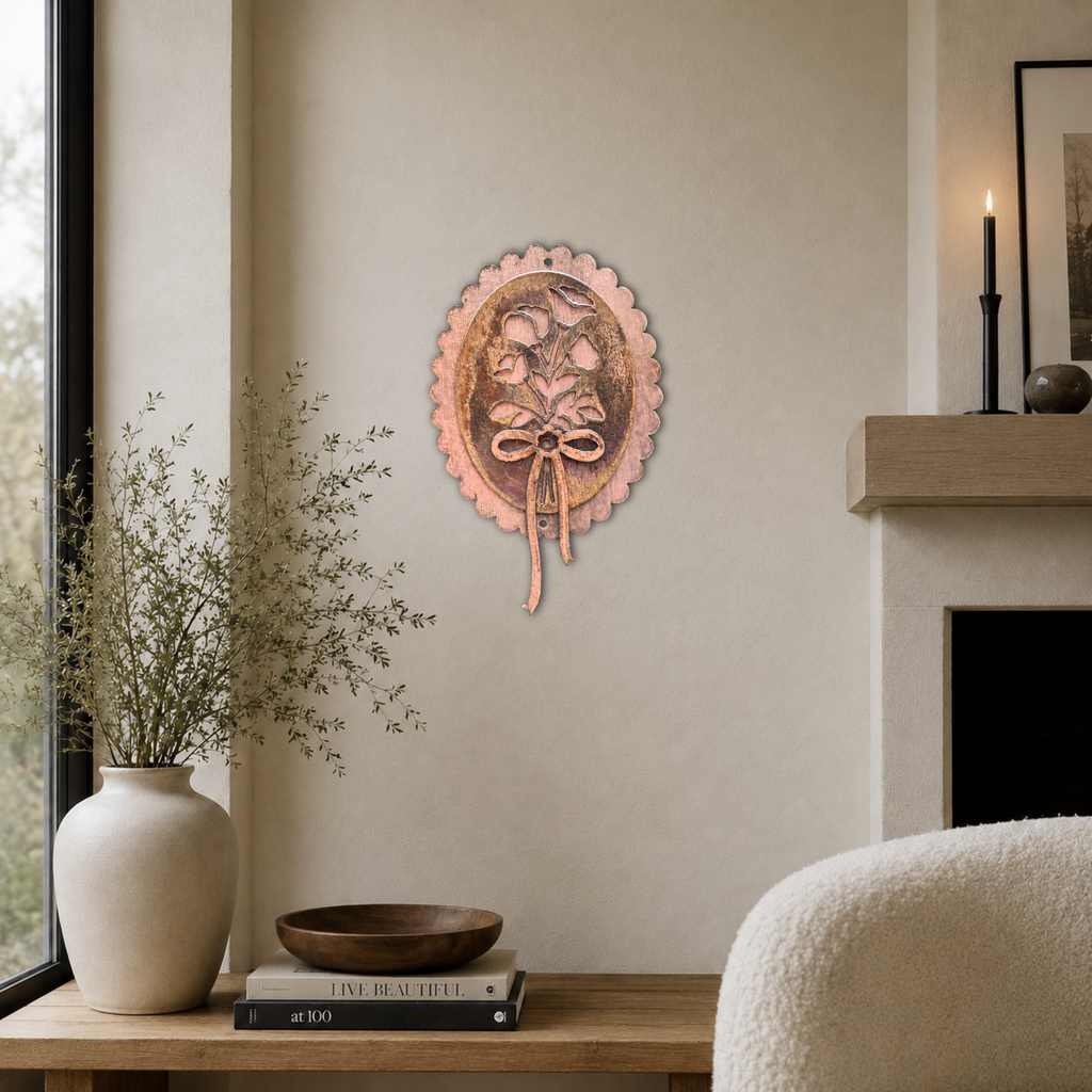 Cottage Bouquet Copper Patina Metal Wall Art