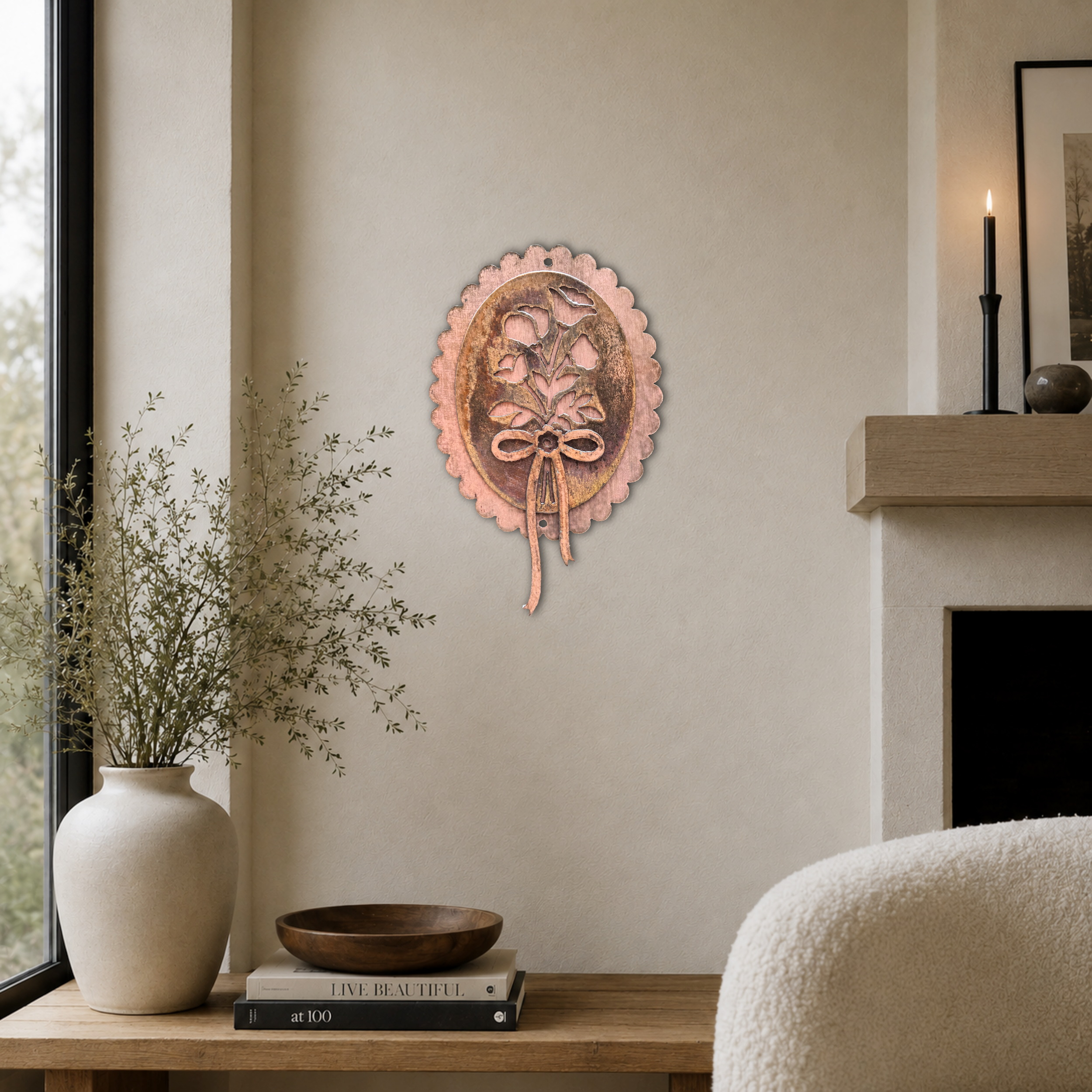 Cottage Bouquet Copper Patina Metal Wall Art